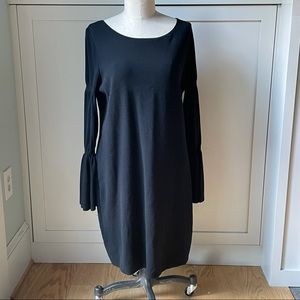 Ann Taylor Black Bell Sleeve Knit Dress